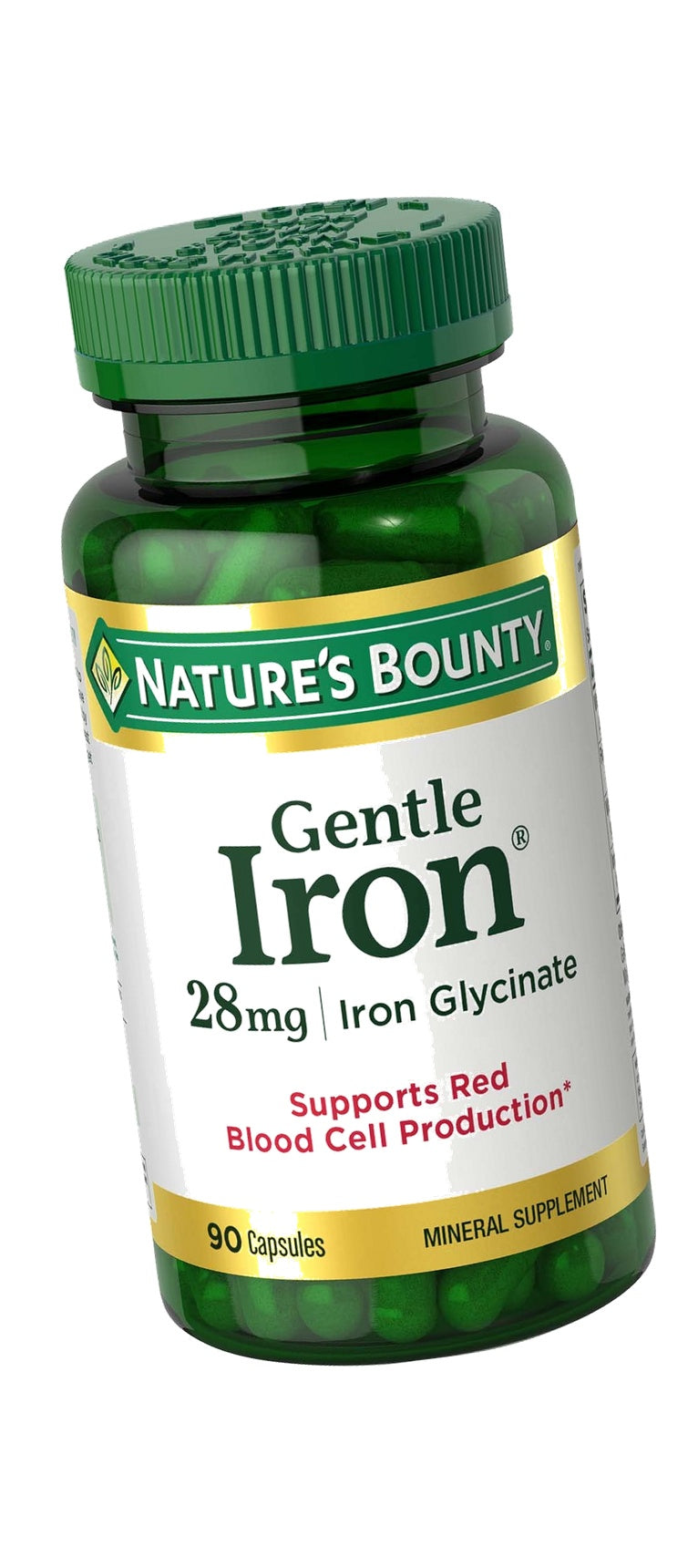 Nature's Bounty Gentle Iron 28 mg Capsules, 90 Count