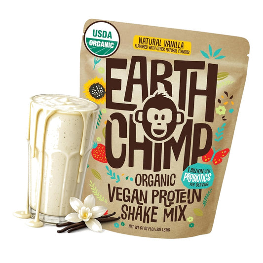 EarthChimp Organic Vegan Protein Powder, Plant Based, Vanilla, 4lb