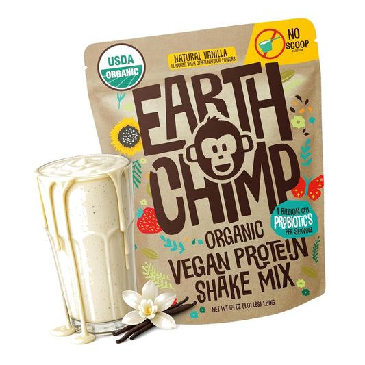 EarthChimp Organic Vegan Protein Powder, Vanilla, 4lb (No Scoop)