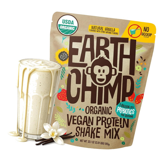 EarthChimp Organic Vegan Protein Powder, Vanilla, 2lb (No Scoop)