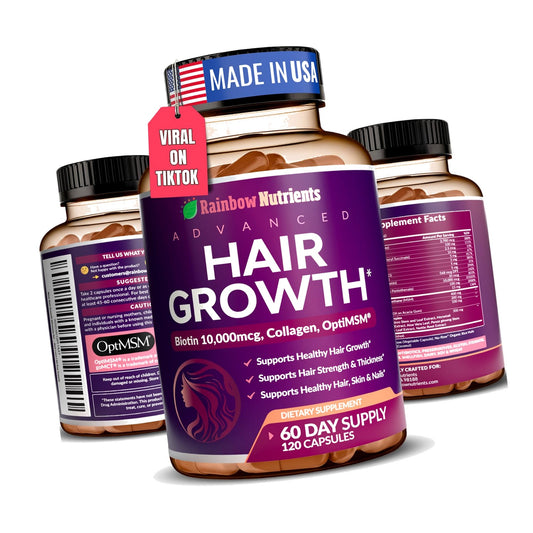 Hair Growth Vitamins for Women | Biotin 10,000mcg, Collagen, Patented OptiMSM®, goMCT®, Saw Palmetto | Naturally Supports Stronger & Healthier Hair, Skin and Nails |Non GMO + Made in USA|60 Day Supply