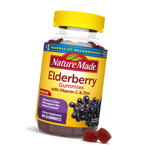 Nature Made Elderberry Gummies with Vitamin C & Zinc, 100 Gummies