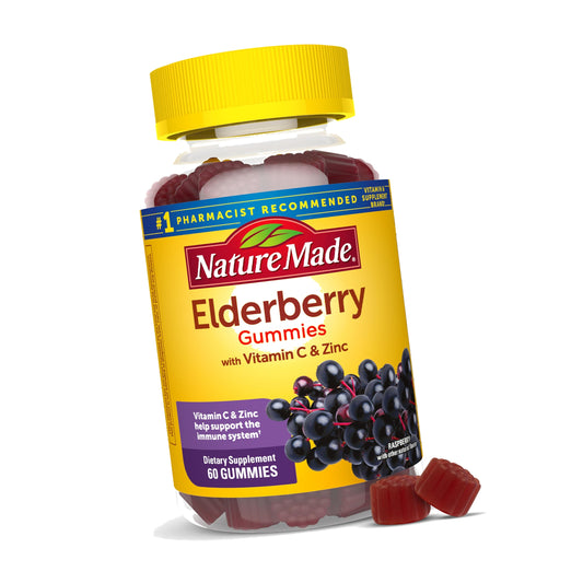 Nature Made Elderberry Gummies with Vitamin C & Zinc, 60 Elderberry Gummies