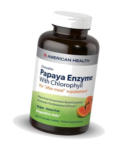American Health Papaya Enzyme w/Chlorophyll Chewable Tablets, 600ct