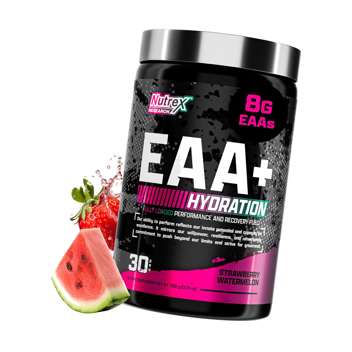 Nutrex Research EAA Hydration | EAAs + BCAA Powder | Muscle Recovery, Strength, Muscle Building, Endurance | 8G Essential Amino Acids + Electrolytes | Strawberry Watermelon 30 Serving