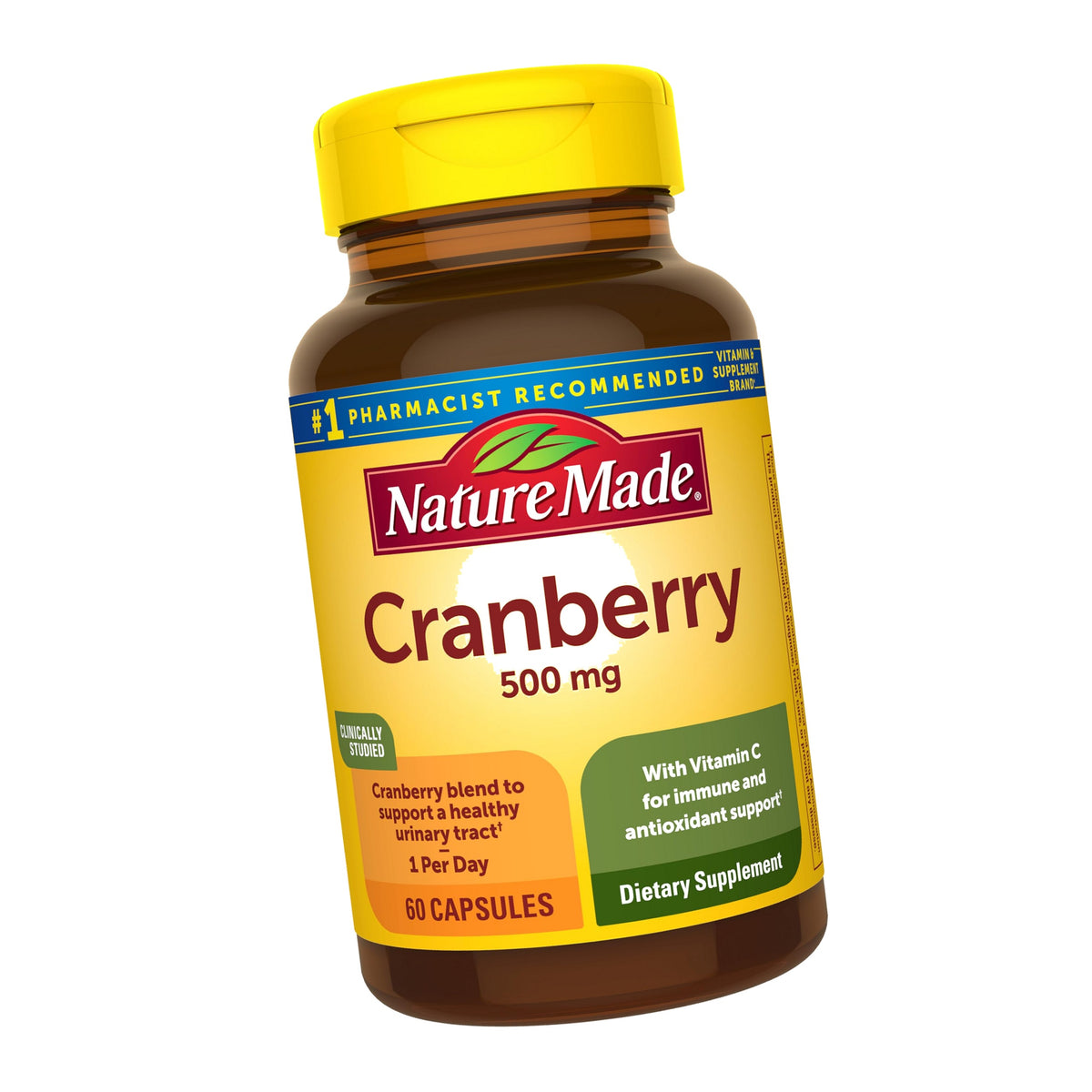 Nature Made Cranberry Supplement 500mg with Vitamin C, 60 Capsules