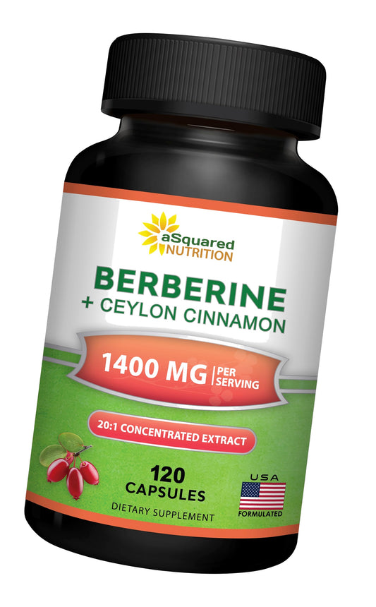 Berberine with Ceylon Cinnamon Supplement - 120 Capsules - 1200mg/Serving