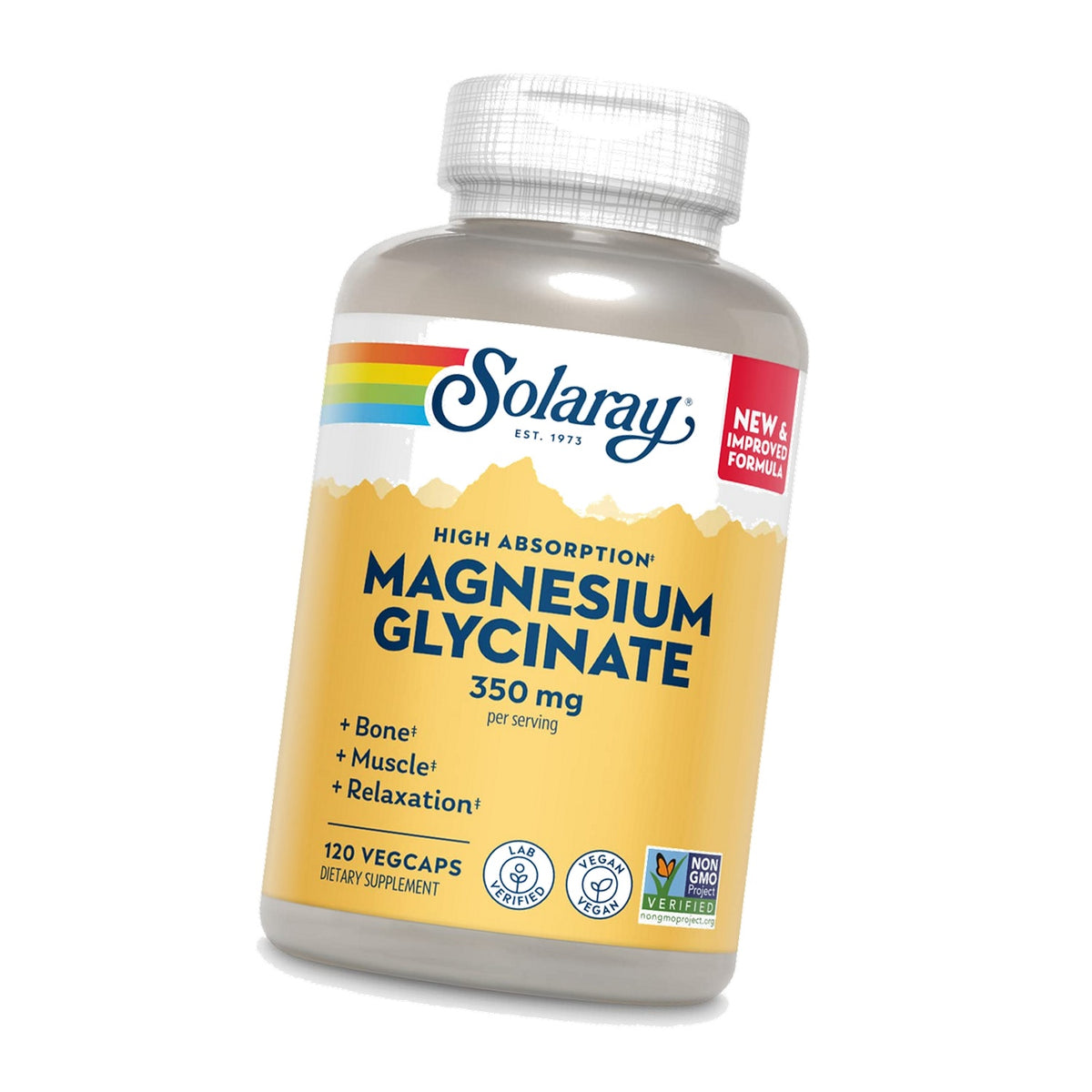 SOLARAY Enhanced Absorption Magnesium Glycinate 350 mg, 120 VegCaps
