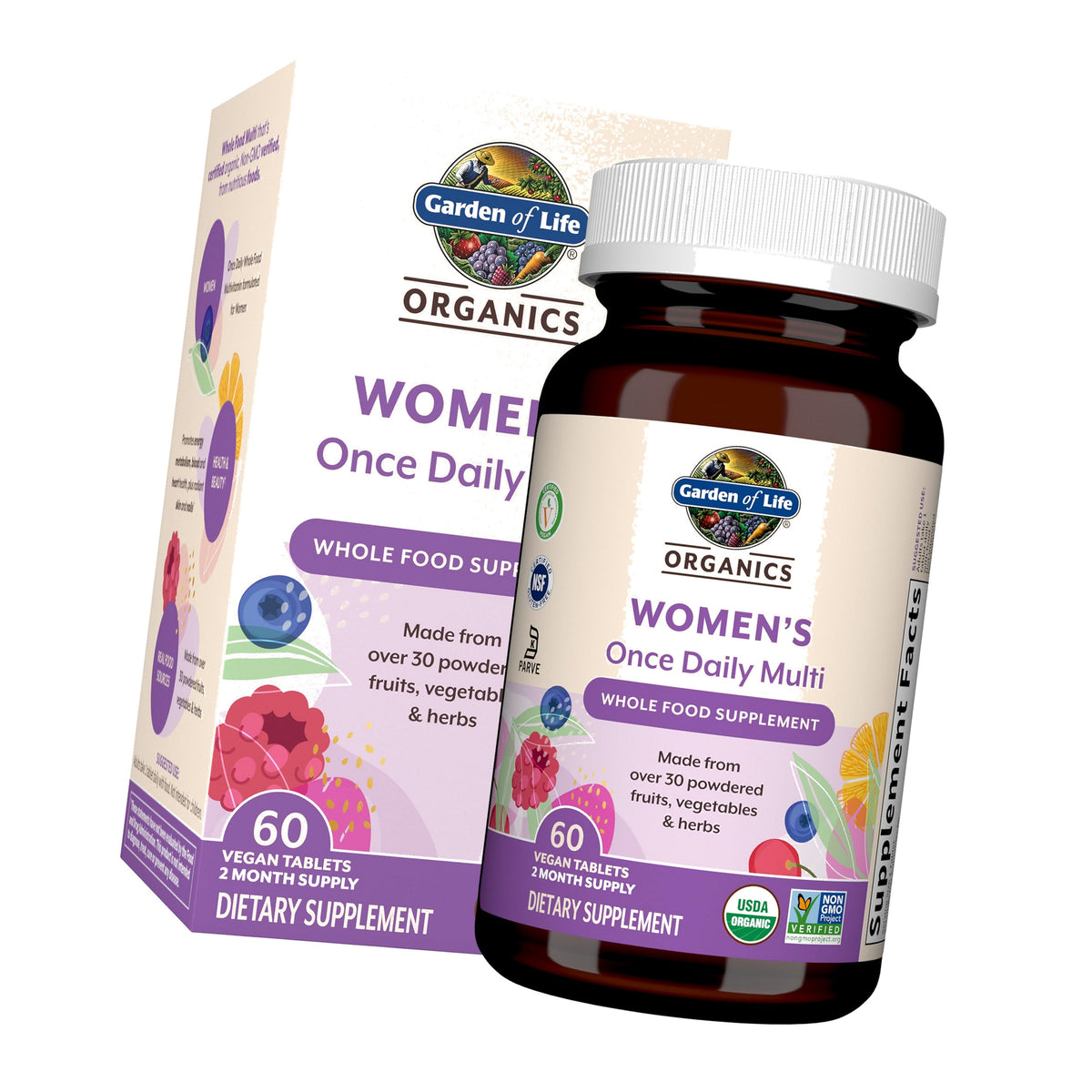 Garden of Life Organics Women's Once Daily Multivitamin, 60 Tablets