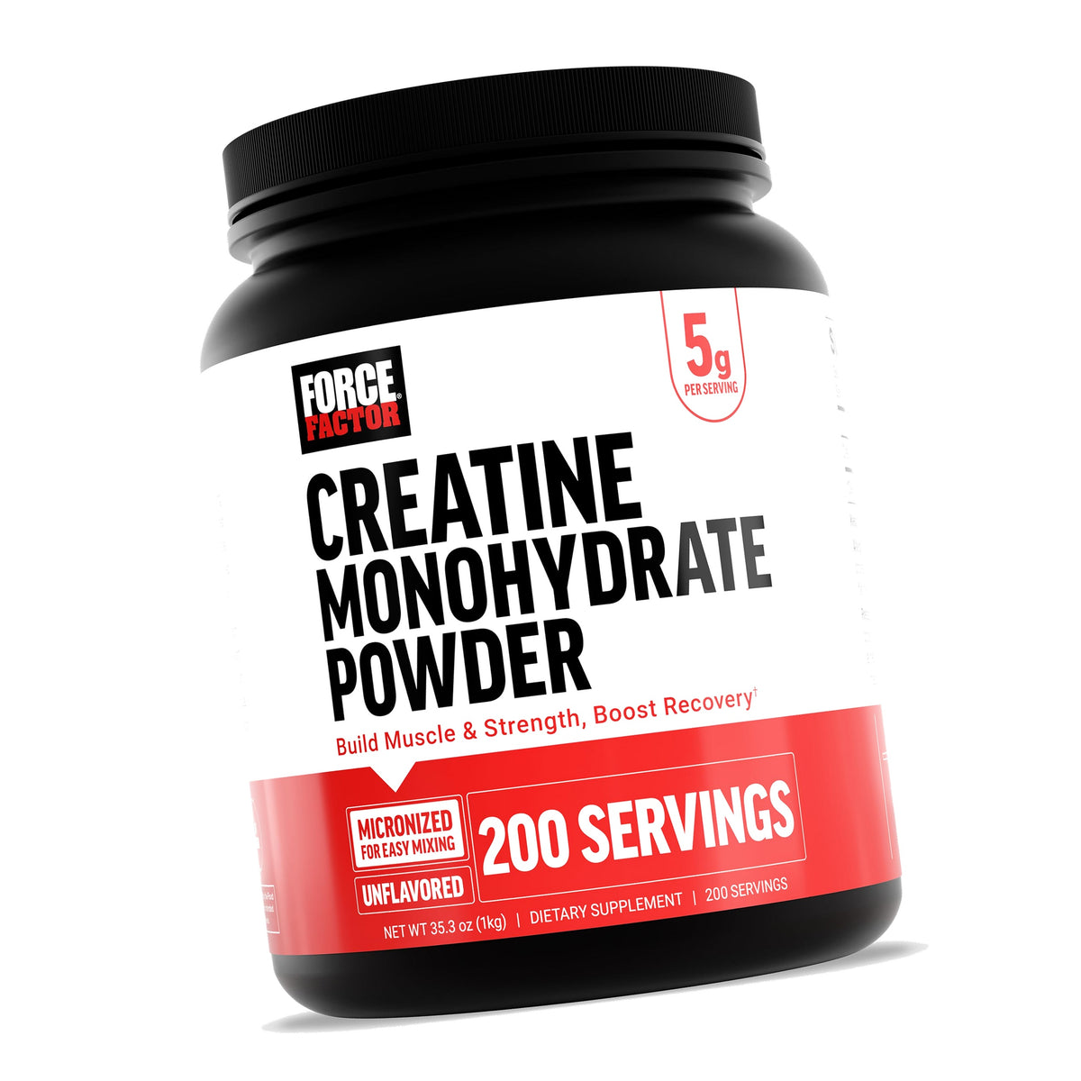 Force Factor Creatine Monohydrate Powder, 5g Dose, Micronized