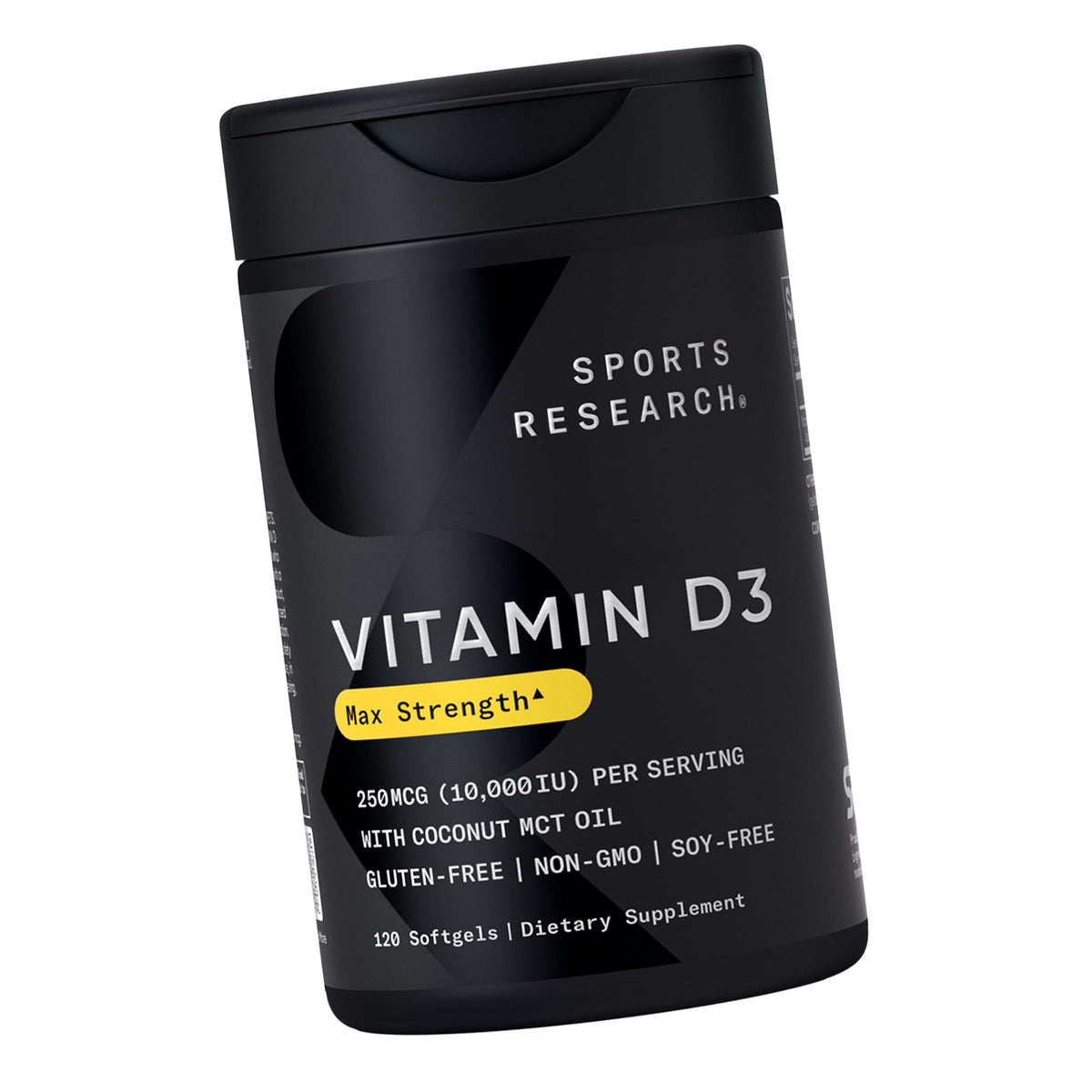 Sports Research® Vitamin D3 10,000iu/250mcg with Coconut Oil, 120 Softgels