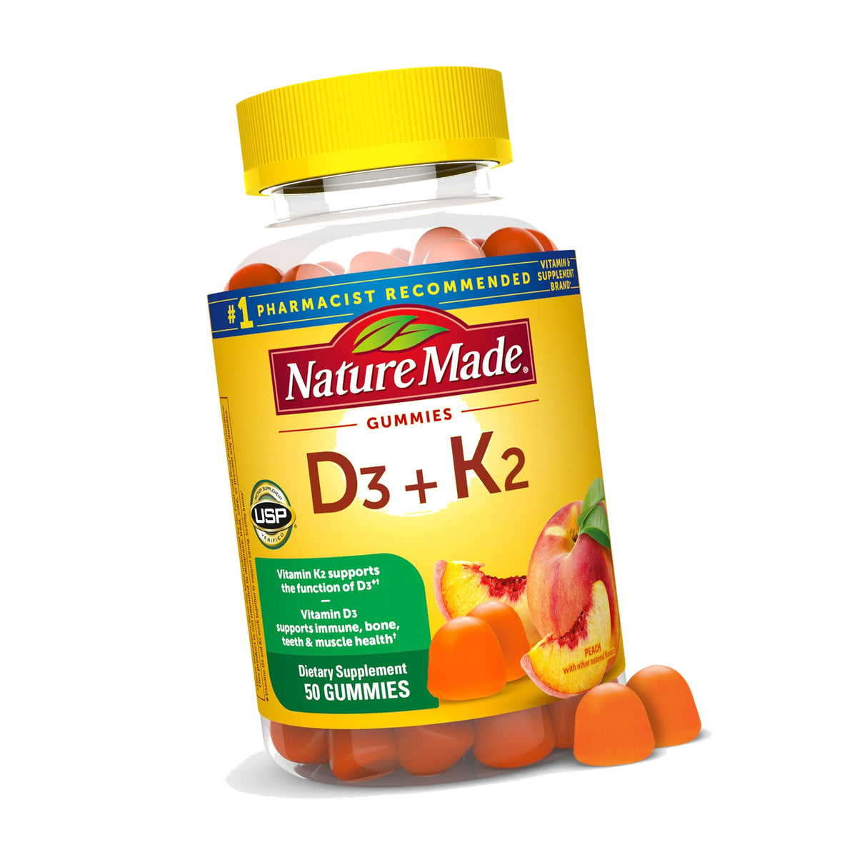 Nature Made Vitamin D3 K2 Gummies, 50 Gummy Vitamins