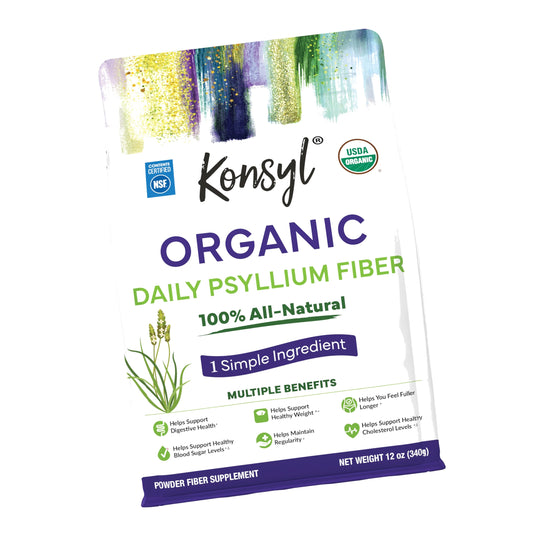 Konsyl USDA Organic Psyllium Husk Powder - 12oz, 60 Servings, Natural Unflavored Soluble Dietary Fiber Supplement - Fiber Prebiotic for Digestive Support and Gut Health - Sugar Free, Keto & Vegan