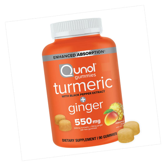 Qunol Turmeric + Black Pepper & Ginger Gummy 550mg Enhanced Absorption 90ct