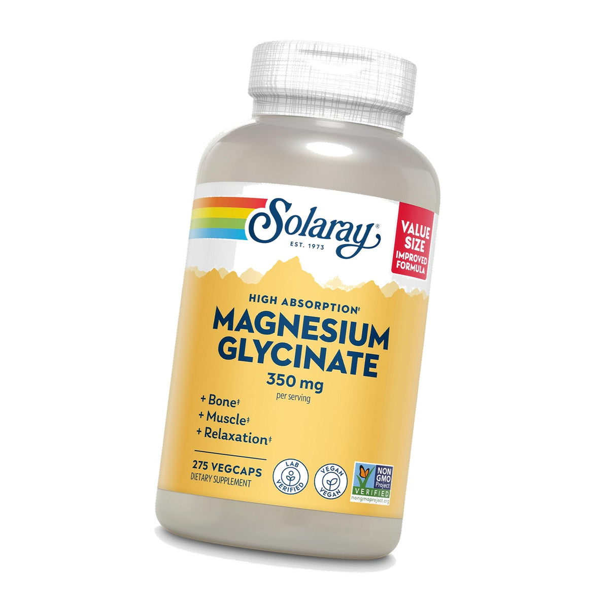 SOLARAY Enhanced Absorption Magnesium Glycinate 350 mg, 275 VegCaps