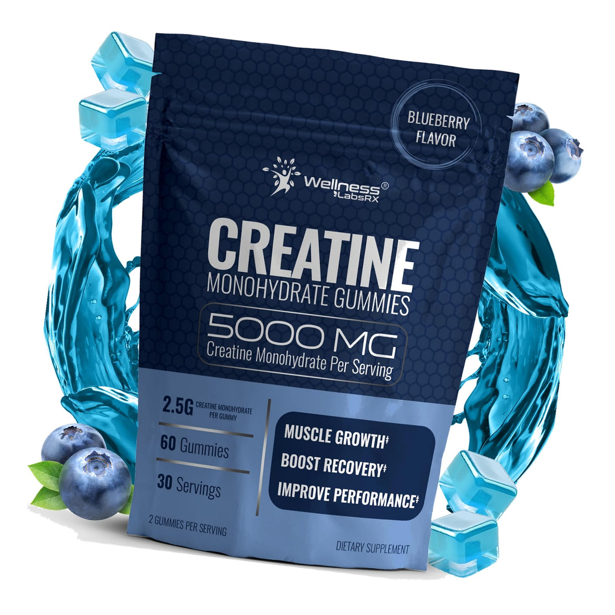 Creatine Gummies for Women & Men, Creatine Monohydrate Gummies, Blueberry