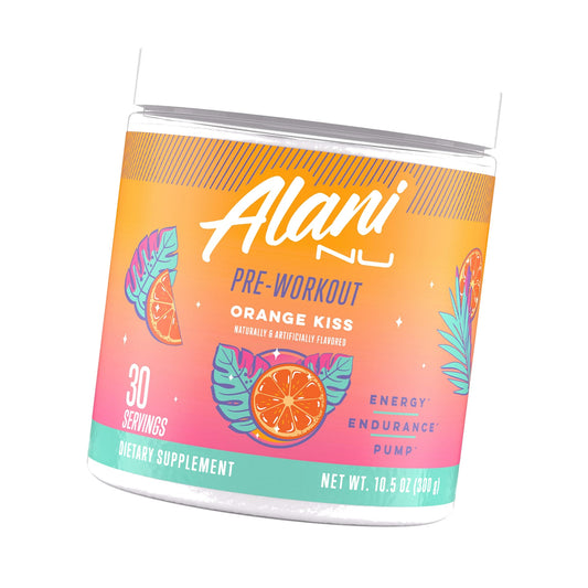 Alani Nu Pre Workout Powder Orange KISS, Amino Energy Boost, Endurance Supplement, Sugar Free, 200mg Caffeine, L-Theanine, Beta-Alanine, Citrulline, 30 Servings