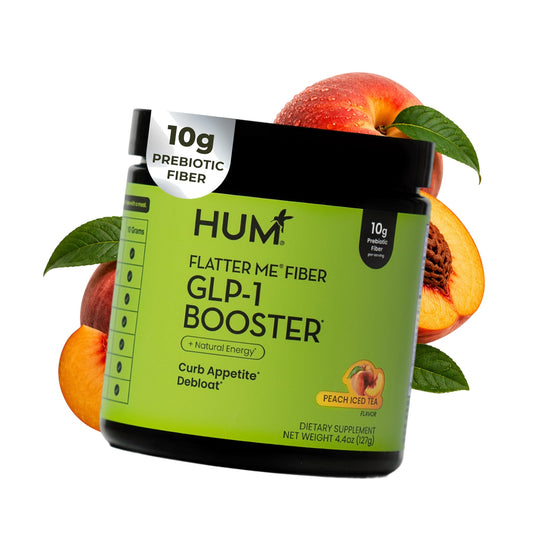 HUM Flatter Me Fiber Supplement, Peach Iced Tea, Digestive Gut Health