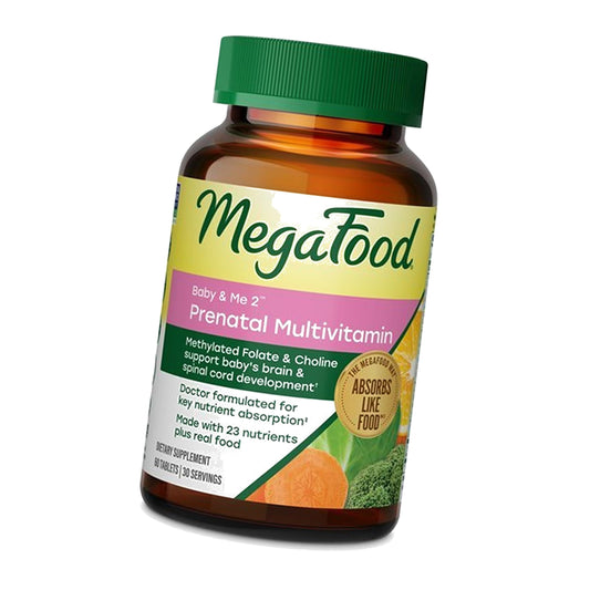 MegaFood Baby & Me 2 Prenatal Vitamins, Doctor Formulated, 60 Tablets