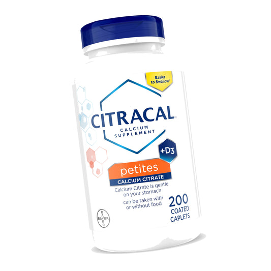 Citracal Petites, 400 mg Calcium Citrate, Easily Absorbed and Highly Soluble with 12.5 mcg (500 IU) Vitamin D3, Smaller and Easier to Swallow Caplets, 200 Count