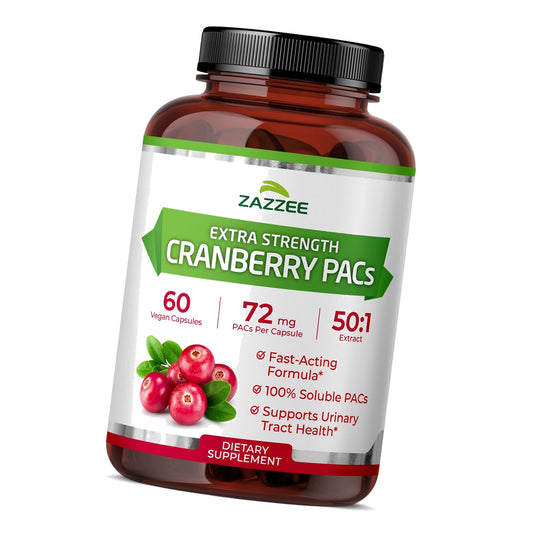 Zazzee Cranberry PACs 72 mg per Capsule, 50:1 Extract, 60 Vegan Capsules