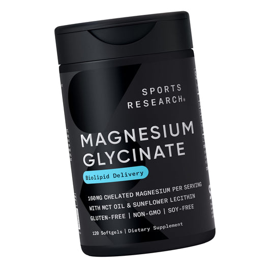 Sports Research® Magnesium Glycinate w/Coconut MCT Oil, 120 Softgels