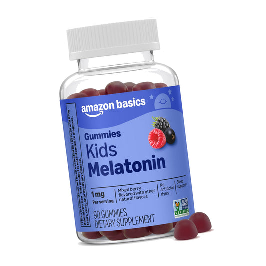 Amazon Basics Kids Melatonin 1 mg Dietary Supplement Gummies 90 Count
