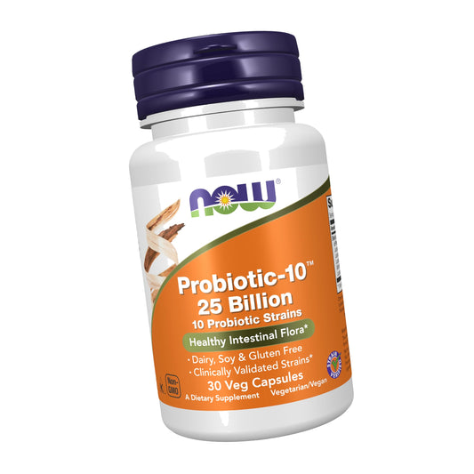 NOW Supplements, Probiotic-10™, 25 Billion, with 10 Strains, 30 Veg Caps