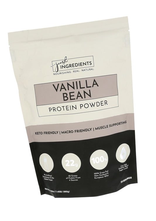 JUST INGREDIENTS Vanilla Protein Powder - Grass-Fed Whey - 20 Servings