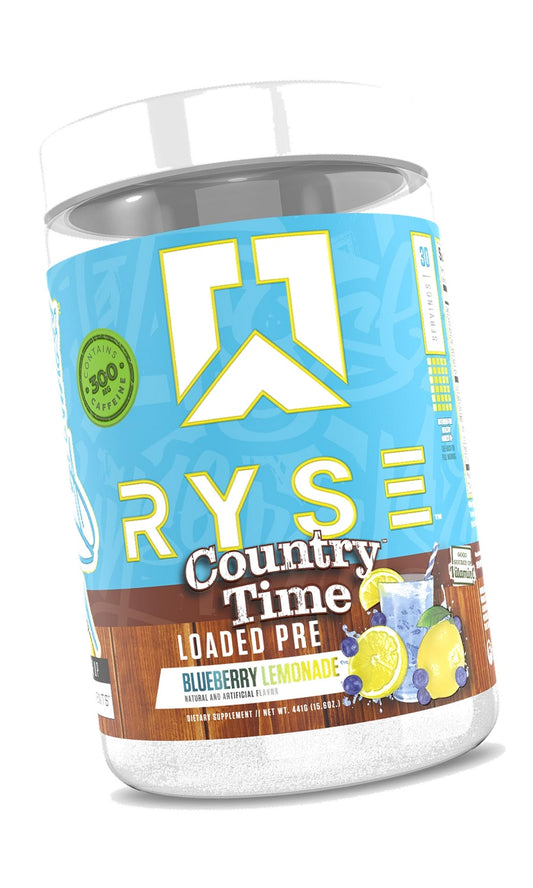RYSE Loaded Pre Workout Powder - Country Time Blueberry Lemonade - Daily Pre-Workout for Men & Women with 300mg Caffeine, Beta Alanine, and Citrulline for Pump, Focus, and Energy - 30 Servings