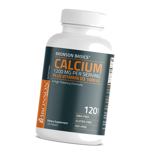Bronson Calcium 1200 mg + Vitamin D3 1000 IU for Bone Health, 120 Tablets