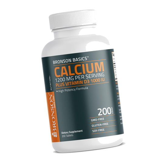 Bronson Calcium 1200 mg + Vitamin D3 1000 IU for Bone Health, 200 Tablets