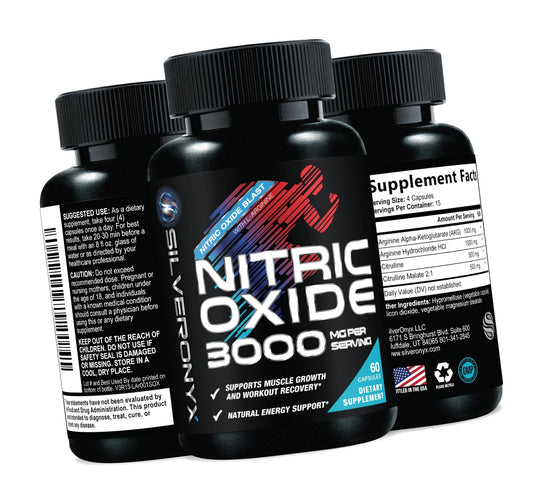 Nitric Oxide Supplement 3000mg Blend - 3X Strength L-Arginine & L-Citrulline - Complete Pre Workout Nitric Booster - Natural Energy & Muscle Support for Men & Women - Bottled in USA - 60 Capsules