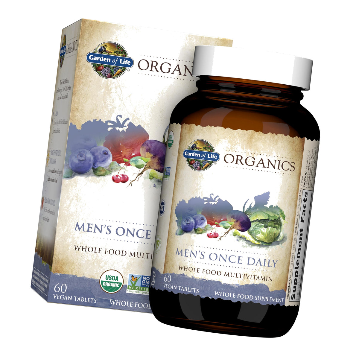 Garden of Life Organics Men's Once Daily Multivitamin, 60 Tablets