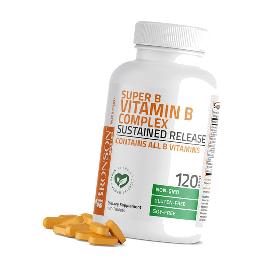 Bronson Super B Vitamin B Complex Sustained Release for Energy, 120 Tablets