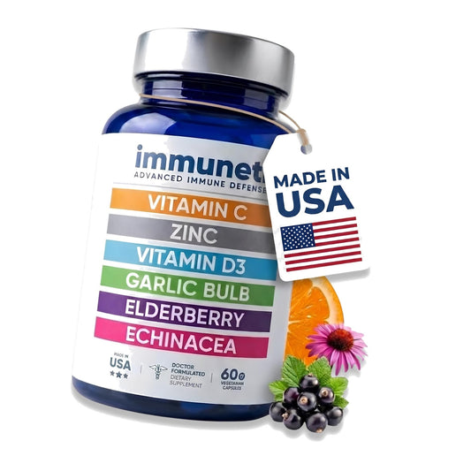 Immuneti Advanced Immune Support – Doctor Formulated 6-in-1 Daily Immunity Supplement – Made in USA – With Vitamin C, D3, Zinc, Elderberry, Garlic & Echinacea - Vital Nutrients & Antioxidants (1)
