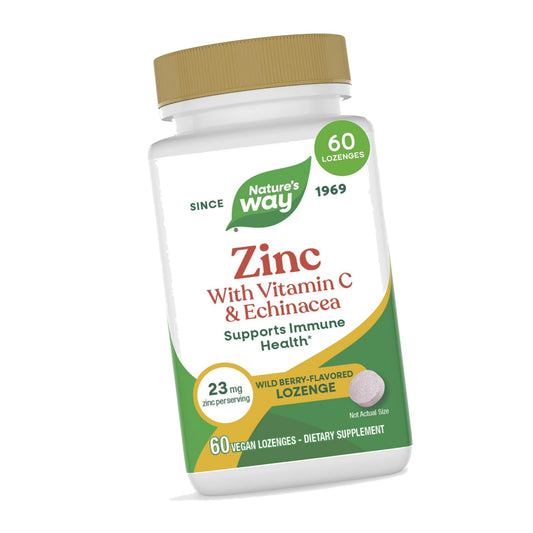 Nature's Way Zinc Lozenges with Vitamin C & Echinacea, Wild Berry, 60 ct