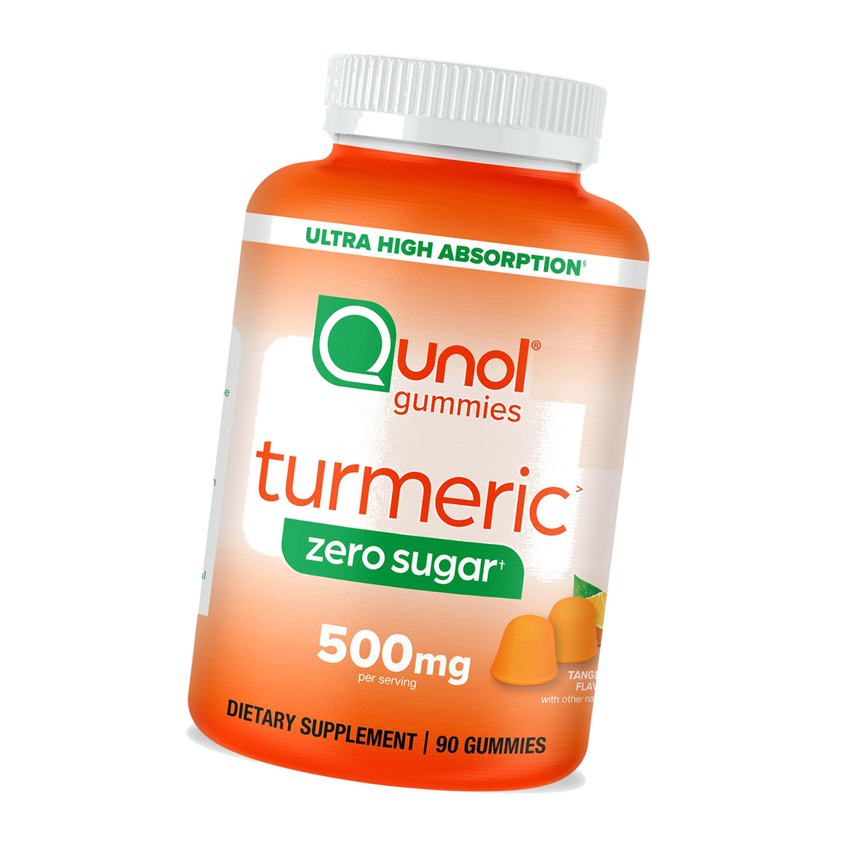 Qunol Zero Sugar Turmeric Gummies 500mg, Ultra High Absorption Gummy, 90 ct