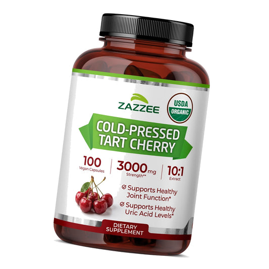 Zazzee Cold Pressed USDA Organic Tart Cherry 10:1 Extract, 100 Capsules