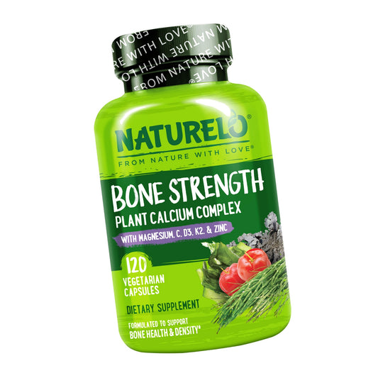 NATURELO 600mg Calcium Supplement for Bone Strength, VIT D3, 120 Capsules