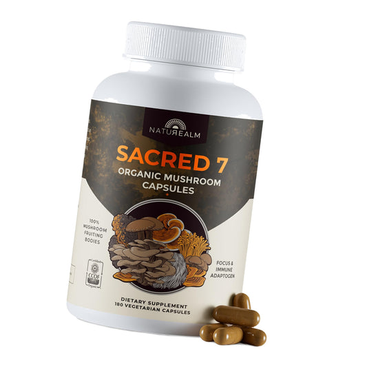Naturealm Sacred 7 Mushroom Supplement Capsules, 180 Count (60 Day Supply)