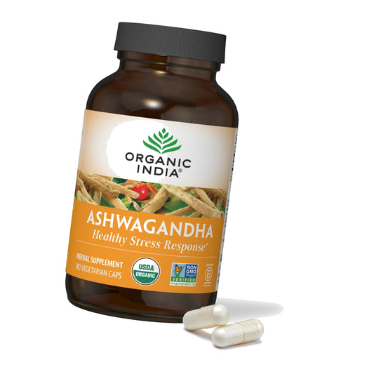 ORGANIC INDIA Ashwagandha Capsules, Vegan Root, Gluten-Free, 180 Capsules