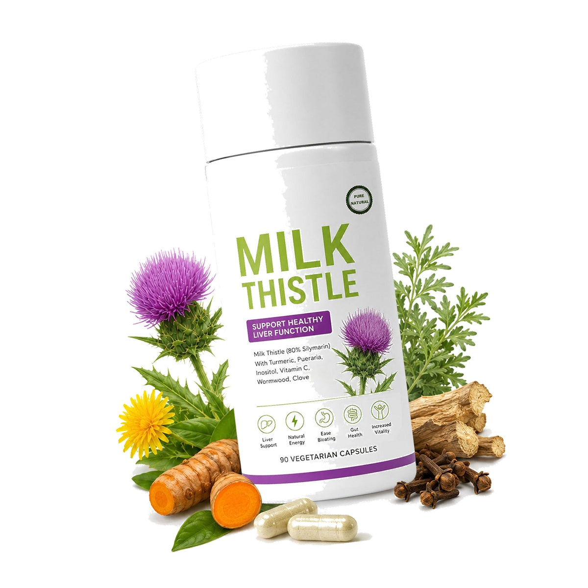 Milk Thistle Supplement, 80% Silymarin Liver Support Formula