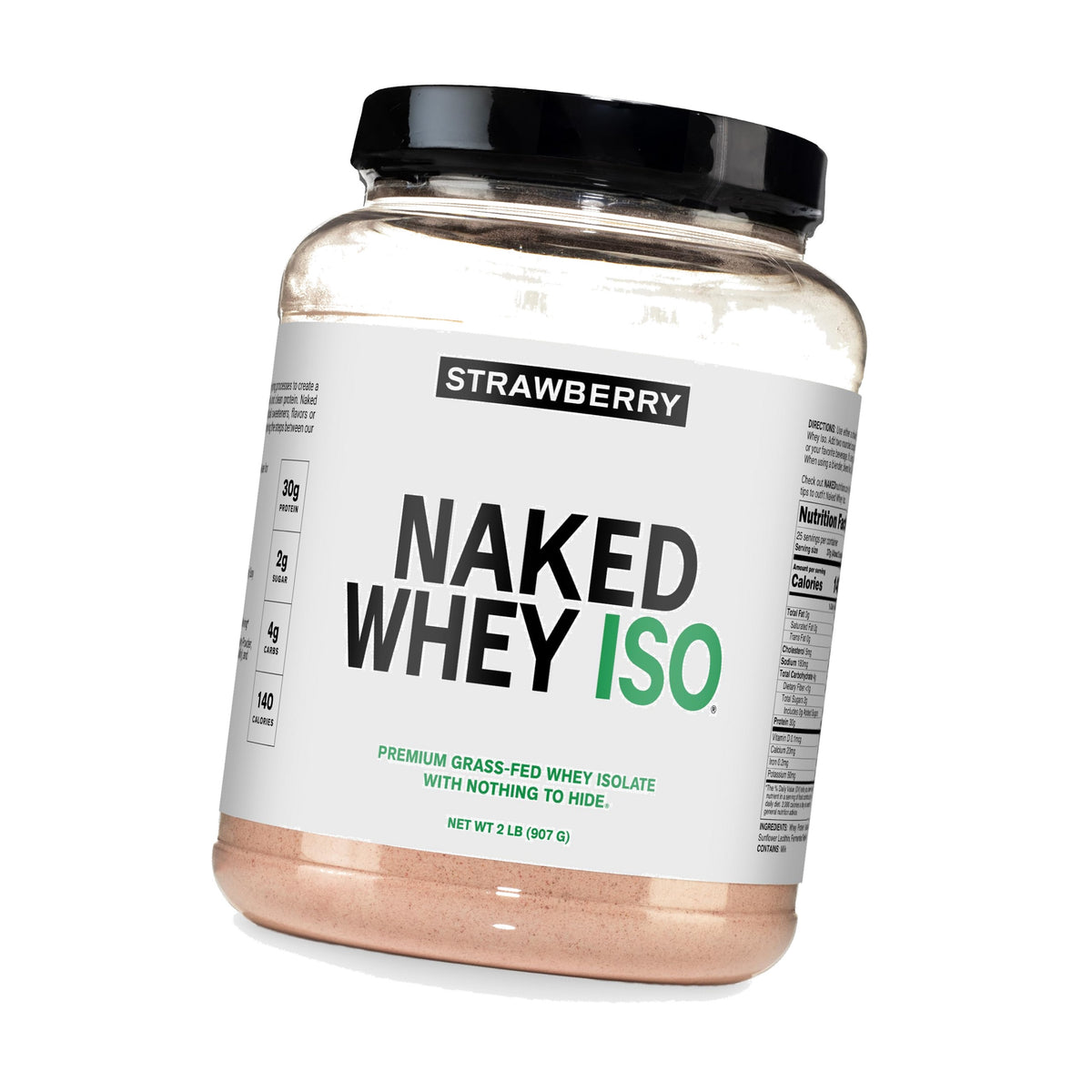 NAKED Strawberry Whey Isolate Protein - Only 5 Ingredients, 30g Grass-Fed Protein, Undenatured, No GMO, No Soy, Gluten-Free, No Preservatives - 25 Servings