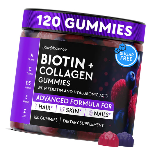 Biotin Gummies 10000mcg - Collagen Keratin - Hair Skin and Nails - Vitamins