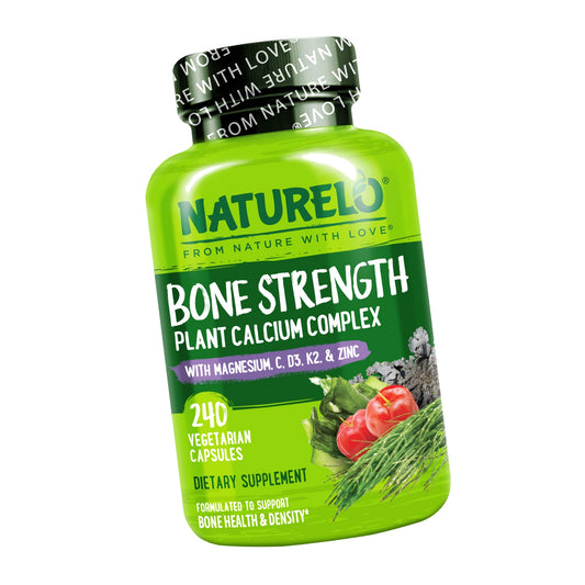 NATURELO 600mg Calcium Supplement for Bone Strength, VIT D3, 240 Capsules