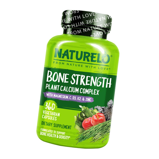 NATURELO 600mg Calcium Supplement for Bone Strength, VIT D3, 360 Capsules