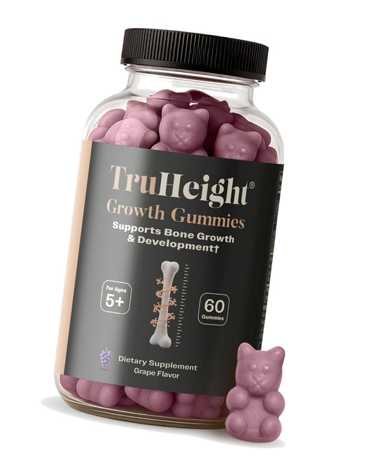 TruHeight Growth Gummies (Grape) Tall Nutrition for Natural Growth Supplement for Kids & Teens - Vitamin D, K, Calcium & Ashwagandha, Bone Strength Vitamins D3 K2, Picky Eater, Taller Ages 5+