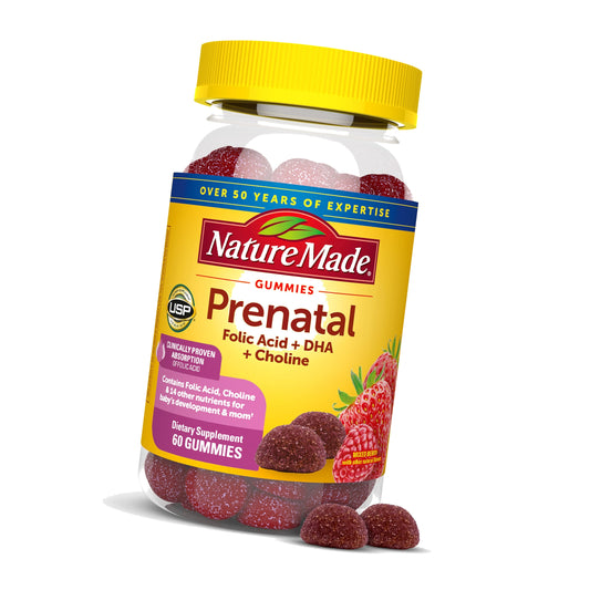Nature Made Prenatal Gummies with DHA and Folic Acid, 60 Gummies