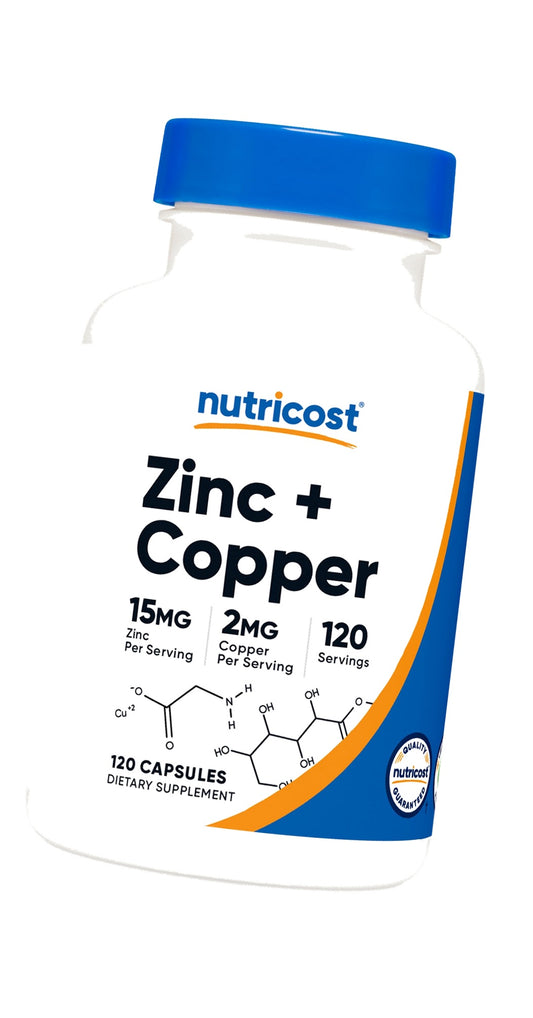 Nutricost Zinc + Copper Capsules, 120 Servings, GMO-Free, Vegetarian